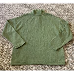 Madewell Mock Neck Button Back Womens Sweater with Pockets Size Small Green NWT